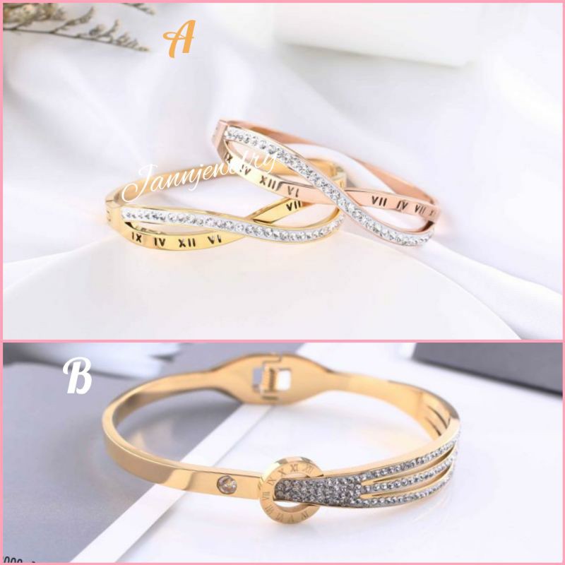 Gelang titanium asli anti karat tidak alergi Rosegold and gold