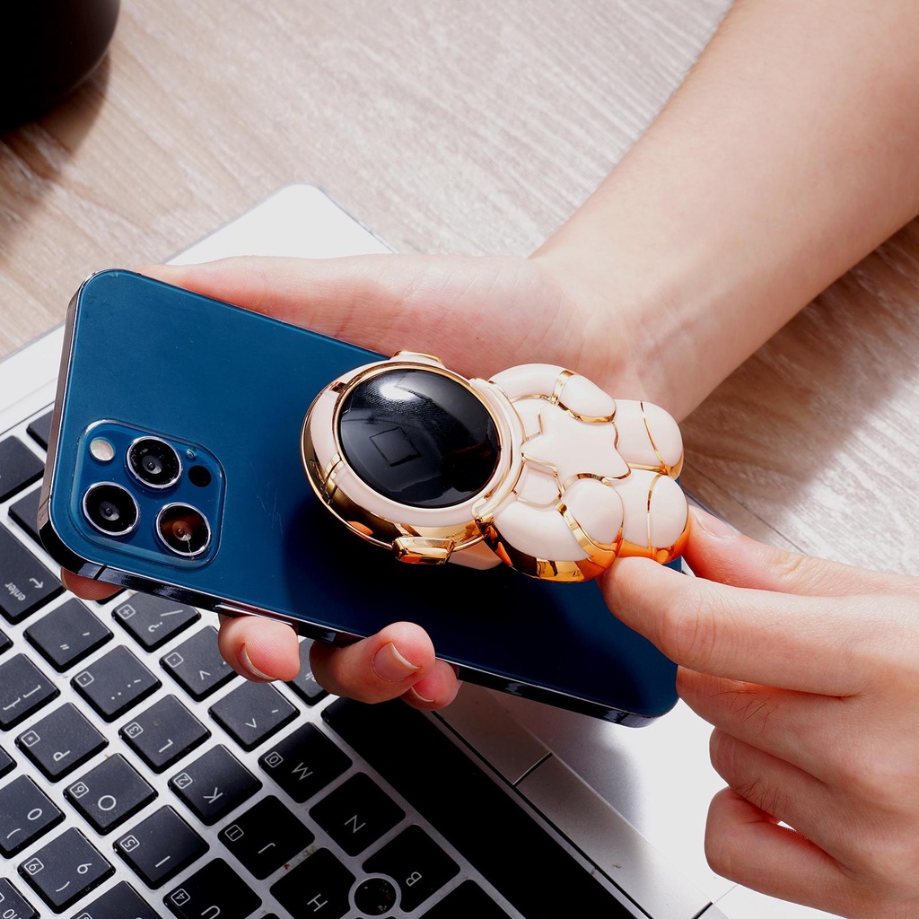 Bracket Dudukan Handphone Universal Model Lipat Bahan Plastik Bentuk Astronot 6D