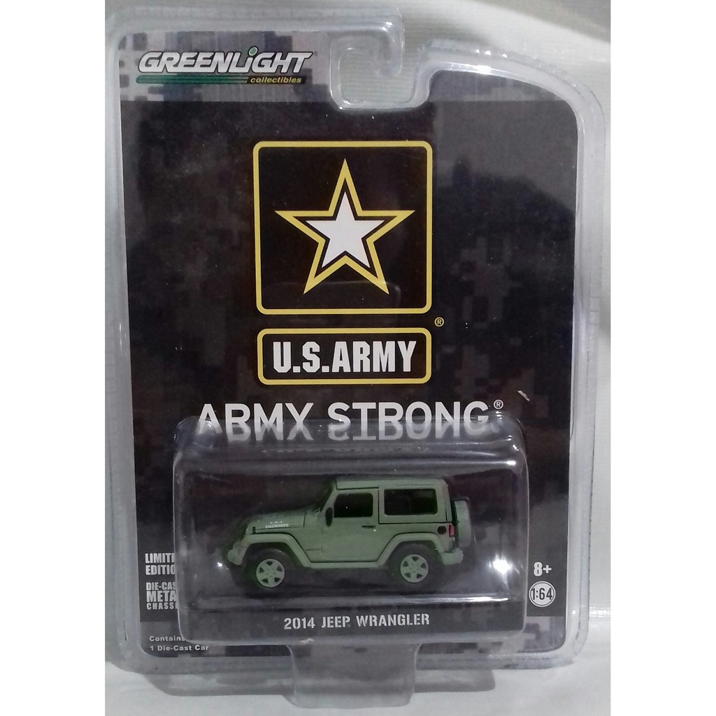 Diecast Mobil Greenlight 1/64 US Army - Jeep Wrangler 2014 Hard Top Green