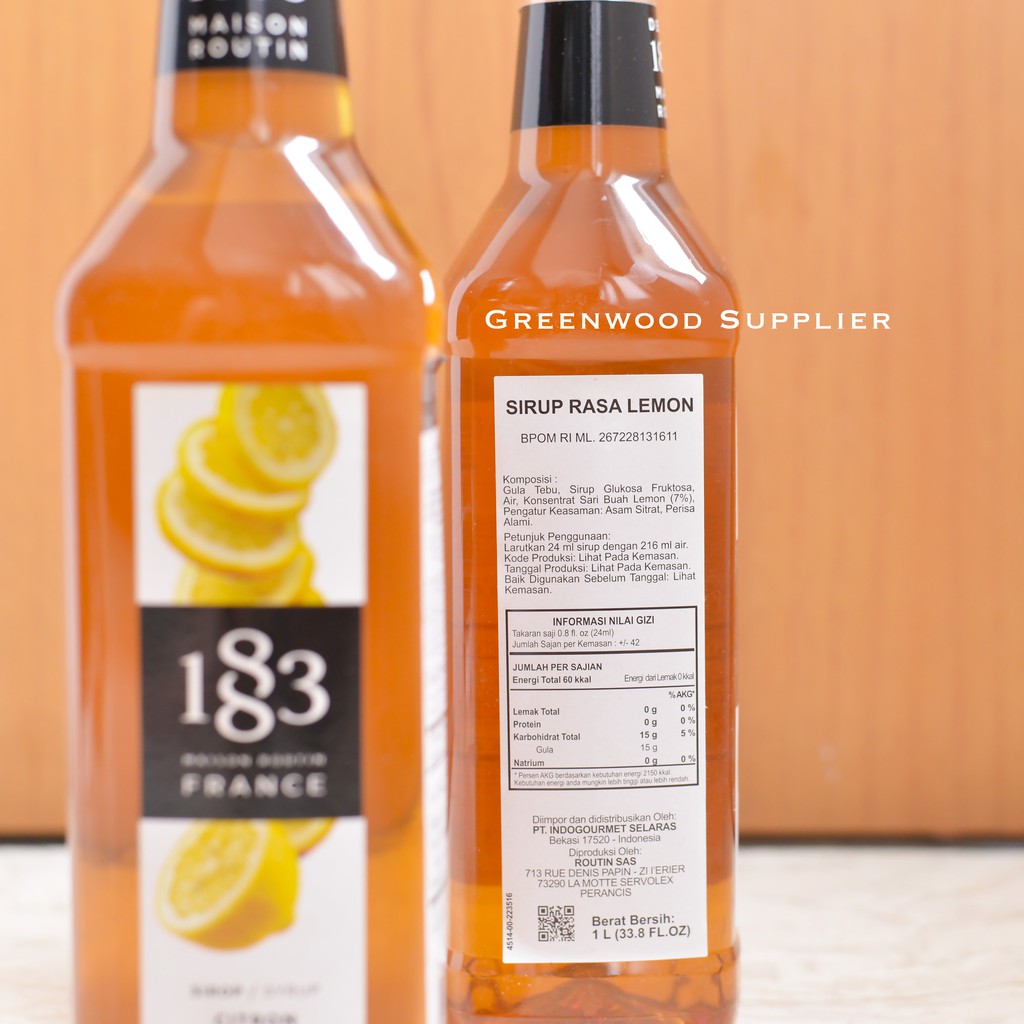Sirup Syrup Citron Lemon 1 Liter Maison Routin 1883 Shopee Indonesia