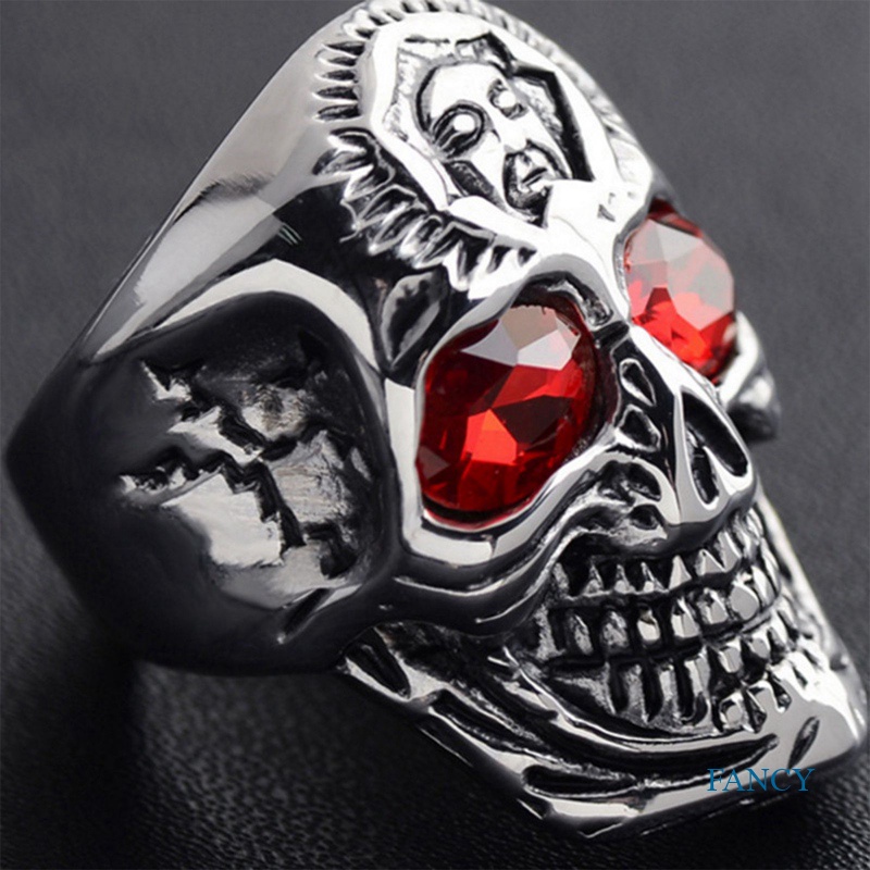 Cincin Antik Bentuk Tengkorak Motif Bunga Gaya Gothic Rock Punk Untuk Pria