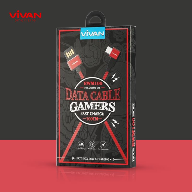 VIVAN Kabel Data Gaming USB Micro + Type C + iPhone Siku Fast Charging Original Garansi 1 Tahun BW