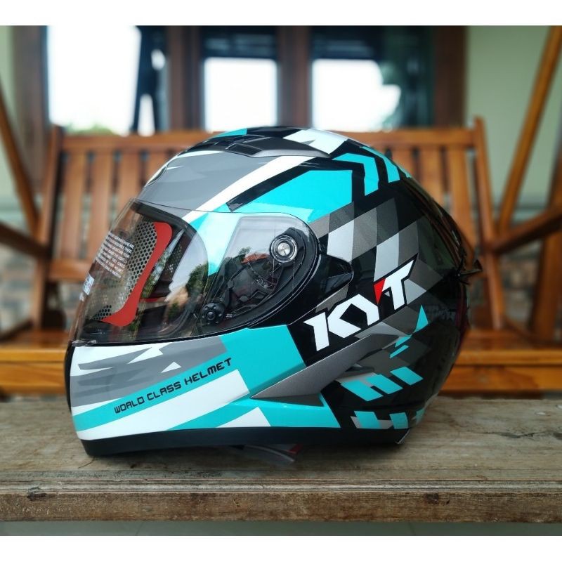 KYT HELM FALCON 2 MOTIF BLACK BLUE AQUA NEW MOTIF