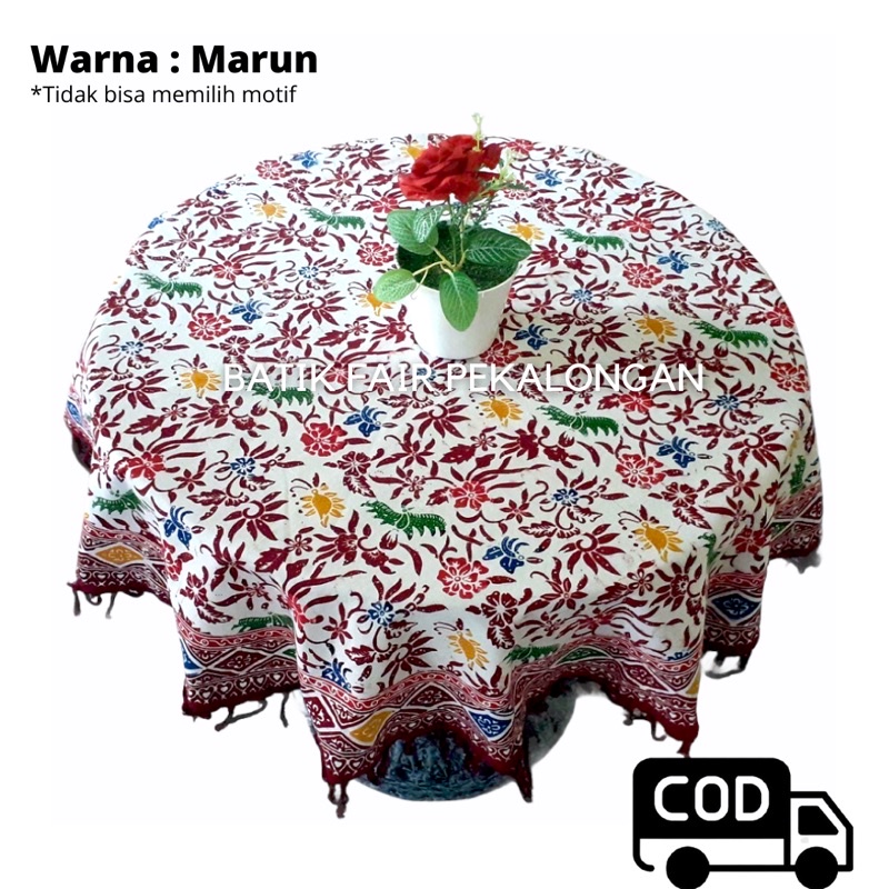 Taplak meja tamu bundar ukuran diamater 95cm taplak meja bulat oshin taplak bulat betawi motif batik