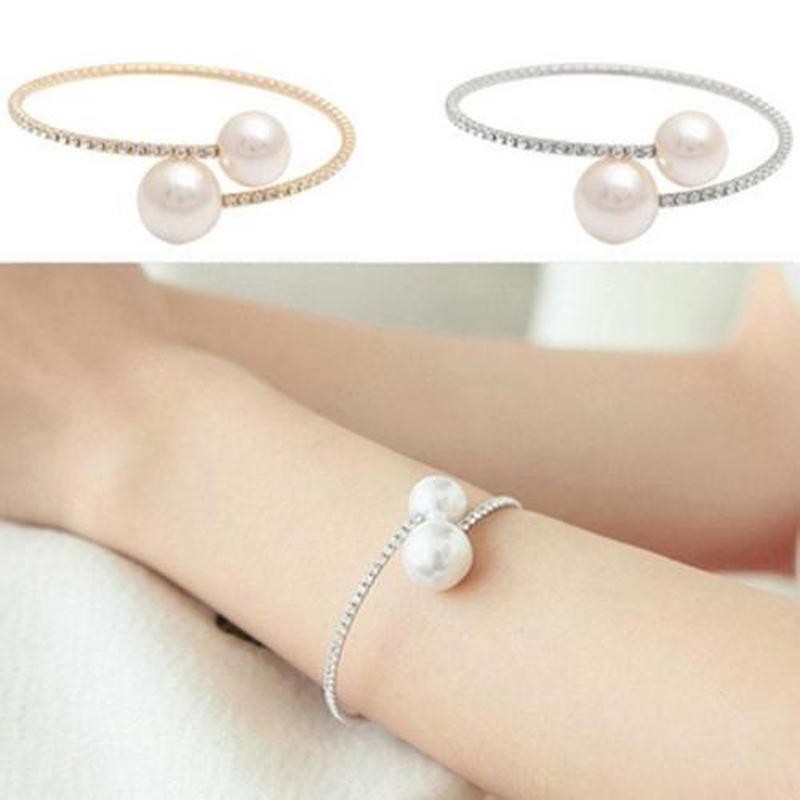 Gelang Bangle Fashion Mutiara Berlian Imitasi Korea