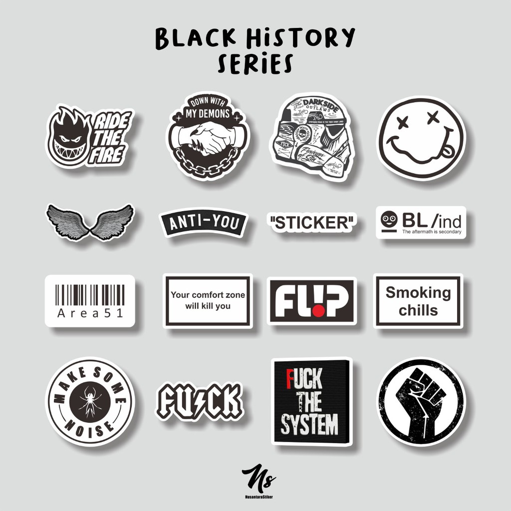 

STICKER AESTHETIC CASE HANDPHNE LAPTOP TUMBLR HELM MOTOR STIKER DIY BUJO DECO BLACK HISTORY SERIES