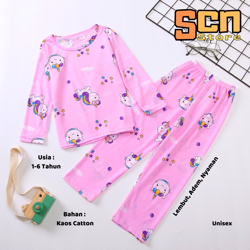 PIyama Anak Karakter Unisex Usia 3 Bulan - 5 Tahun / Baju Tidur Anak