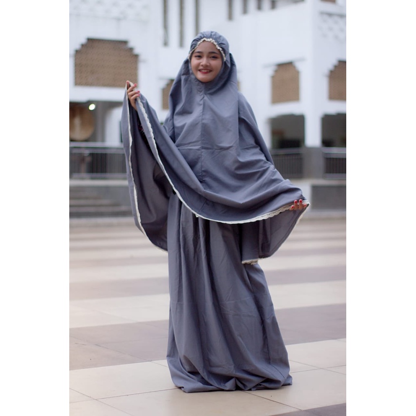 Mukena Mukenah Dewasa Polos Jumbo Telekung Bali Traveling Travelling Travel Bahan Katun Adem