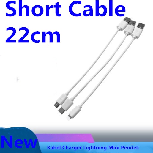 Sun44 Kabel Charger Lightning Mini Pendek 22cm 8Pin USB Untuk iPhone 5s 5c 6 6s SE 7