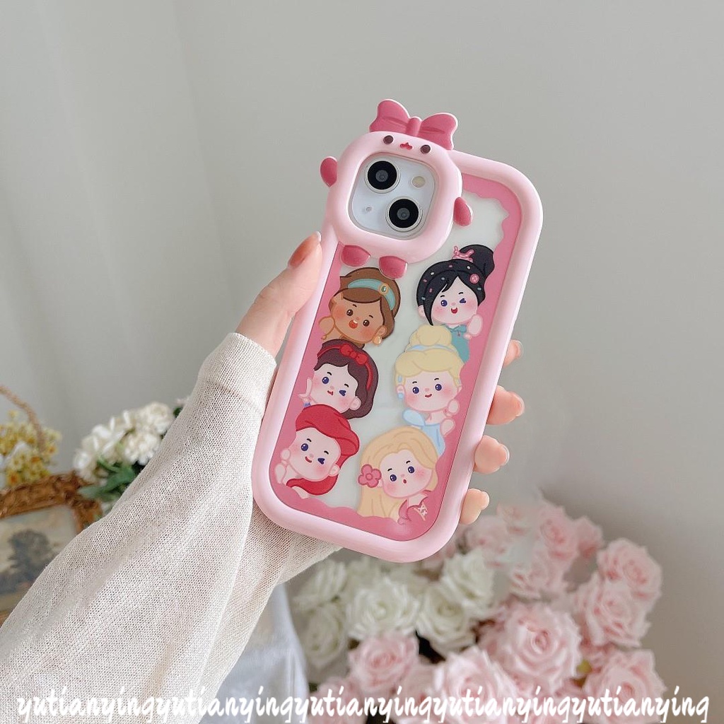 Ins Casing IPhone 11 13 12 14 Pro MAX 7 8 14 Plus 6 6S Plus XR X XS MAX SE Motif Kartun Disney Princess 3D