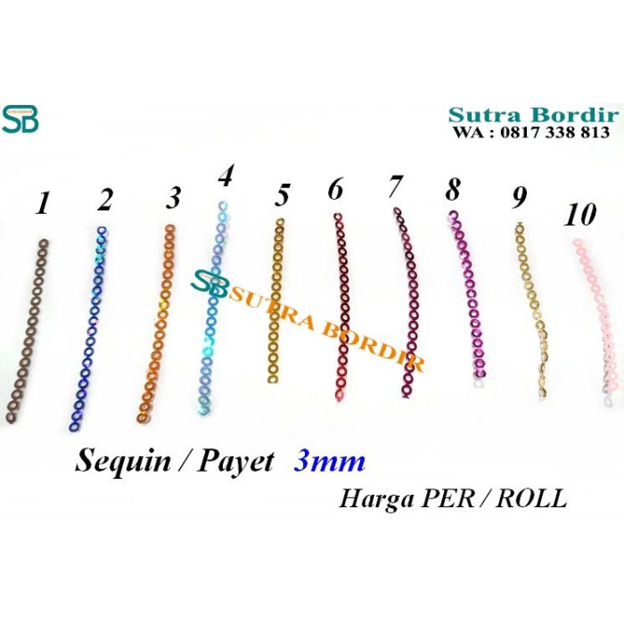 Sequin Payet Per Roll Ukuran 3Mm Sequin Bordir Komputer Mata Payet 3Mm #98