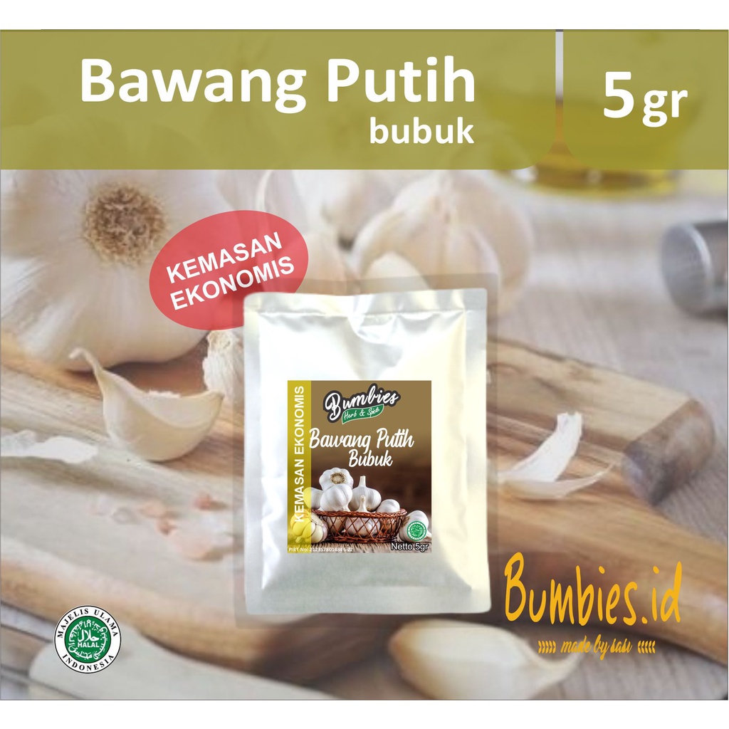 Bawang Putih Bubuk 5 gram bumbies kemasan ekonomis | Ground Garlic | Penyedap Rempah Rempah | Bumbu Instan