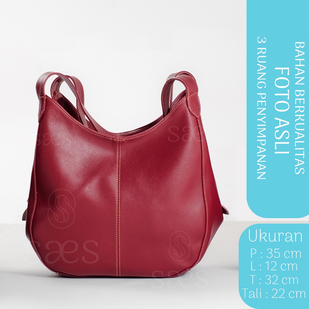 SAES Widuri Hobo Bag Kulit Vintage Totebag Shoulderbag Ukuran Besar Hitam Saes shop 005