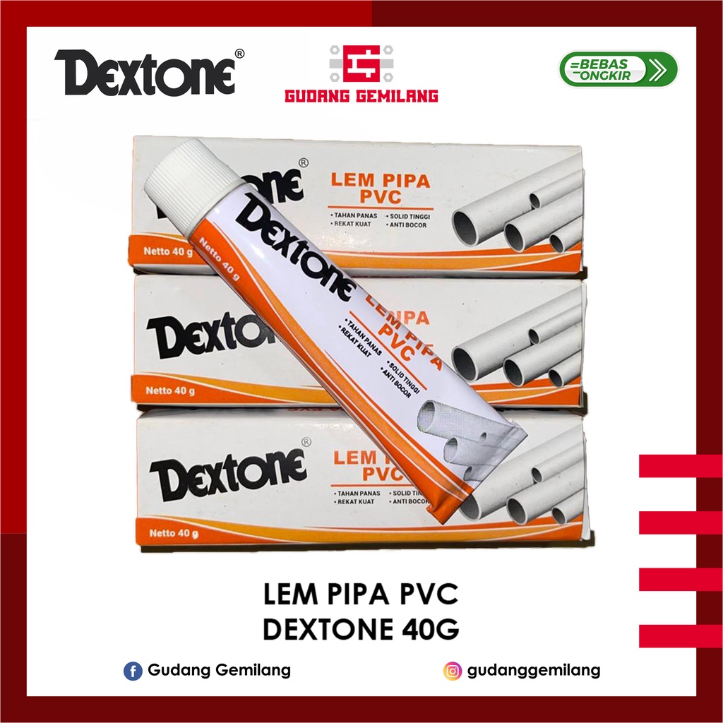 Lem Pipa PVC Dextone Tube 40g Lem Keran Air Pralon Anti Bocor Ori