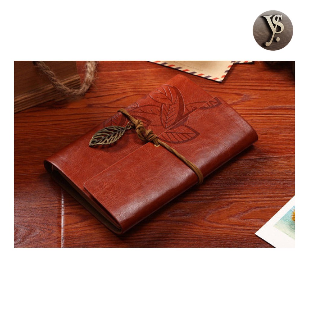 

Yuchri Shop - PHANTACI Buku Catatan Binder Kulit Retro Leaf Kertas A6 - BSD666
