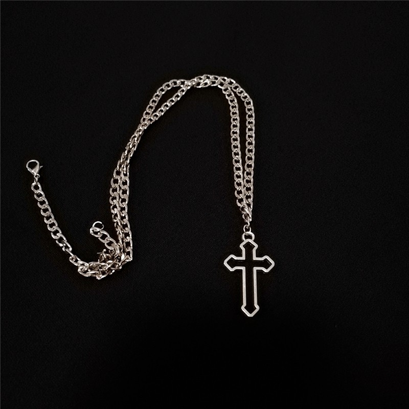 Korea Dark Gothic Cold Wind Luoshen Cross Pendant Chain Necklace