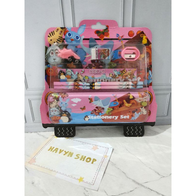 paket alat tulis/stationery set/study set ada kotak pensil model BUS-1