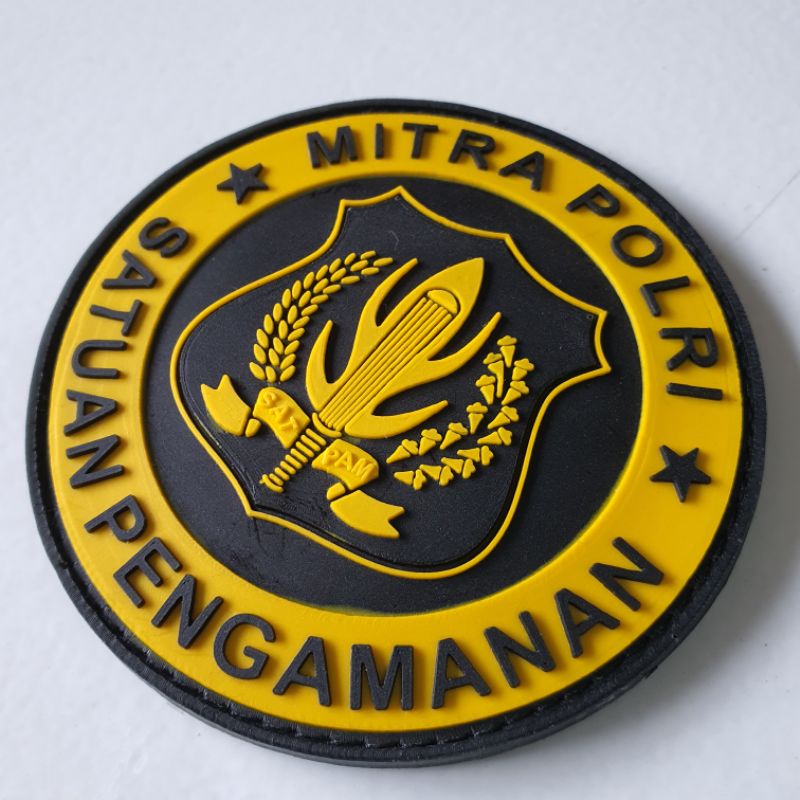 PATCH RUBBER LOGO MITRA POLRI/SECURITY/SATPAM/TEMPELAN EMBLEM KARET VELCRO