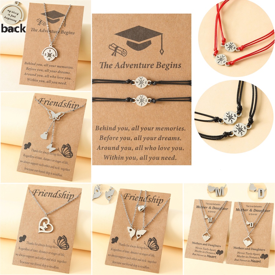 Kalung Choker Desain Butterfly Heart Graduation Season Compass Untuk Unisex