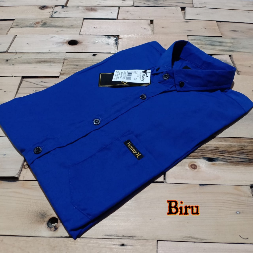 Kemeja Pria Lengan Pendek Baju Cowok Polos Kasual Big Size Bahan Oxford Premium Putih Abu Hitam Navi-biru