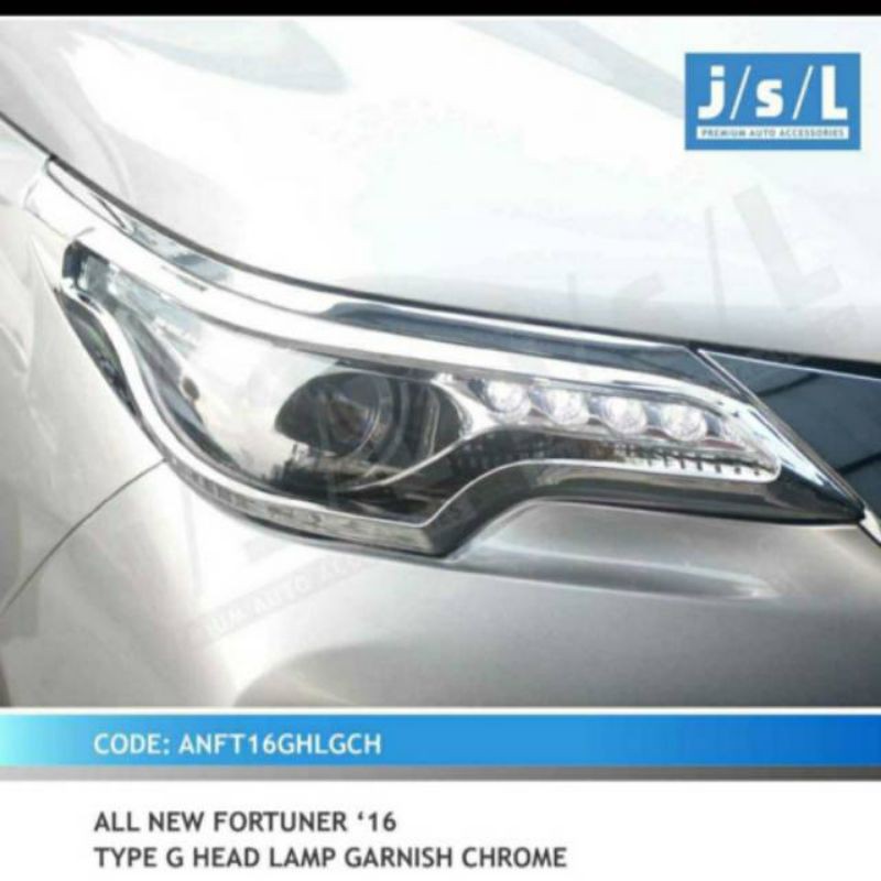 Garnish lampu depan all new Fortuner hitam, chrome, carbon / head lamp garnish  jsl