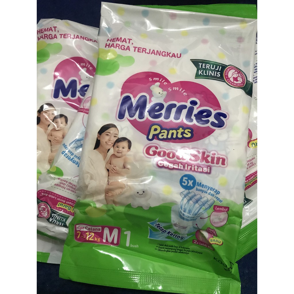 MERRIES Pants Popok Celana Bayi Ukuran M 1 renteng isi 6 sachet