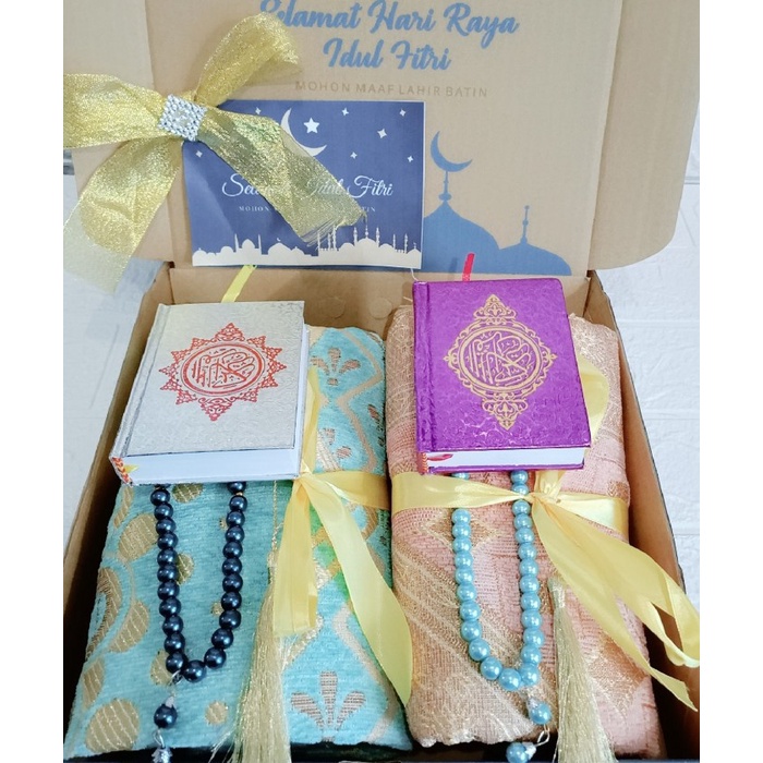 

kado birthday wedding gift PARCEL LEBARAN BIG BOX SAJADAH COUPLE + ALQURAN + TASBIH PREMIUM
