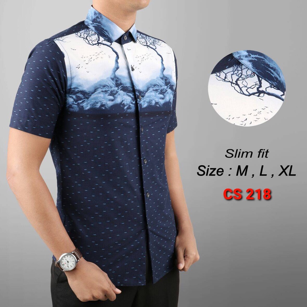 CBS 703 BATIK PRIA SLIMFIT LENGAN PENDEK COLIN DION