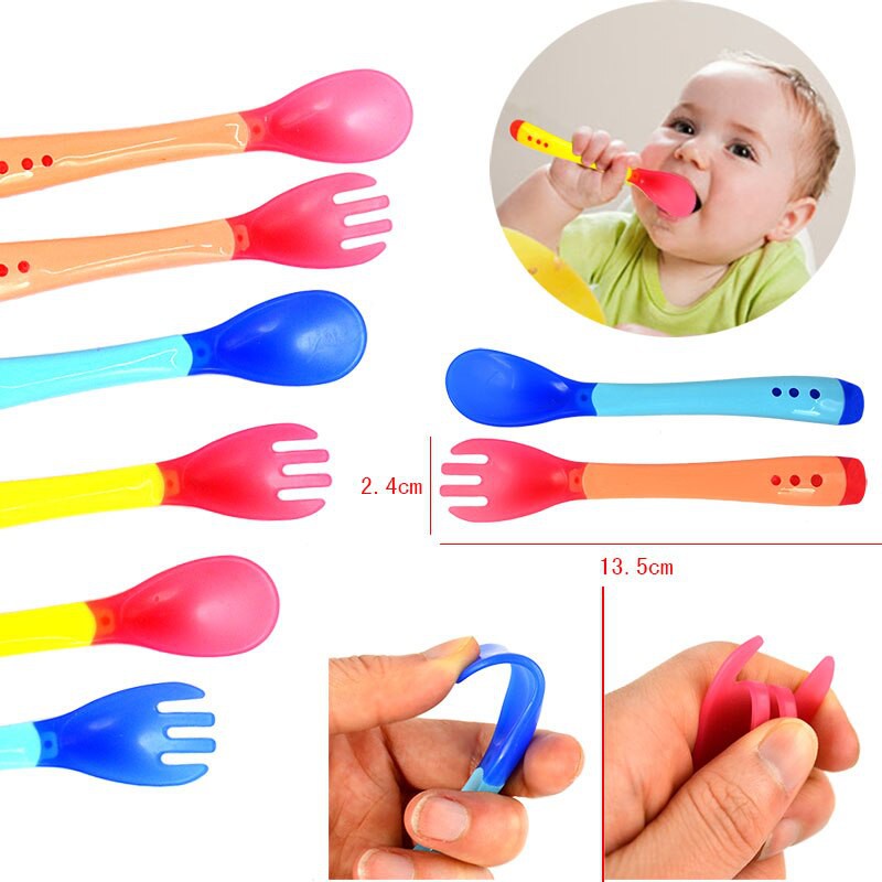 Sendok Silicone MPASI Food Grade | Sendok Makan Lentur | Bahan Tebal | Set sendok garpu makan bayi antisedak gagang pendek