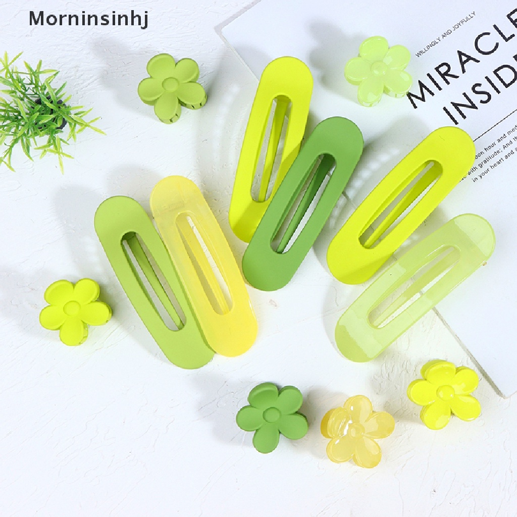 Mornin Jepit Rambut Besar Green Hair Barrette Side Flower Clip Duckbill Clip Makeup Clip id