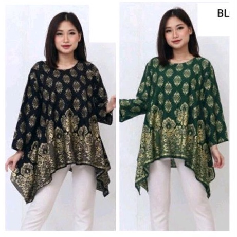 N07 4RK ATASAN BATIK JUMBO 3L BLOUSE BATIK BIGSIZE 3XL LONG BLUS XXXL BAJU LENGAN PANJANG XL3 CASUAL