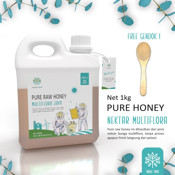 

(BISA COD) Madu Tava 1kg Nektar Multiflora Java 100% Asli Murni Pure Raw Honey
