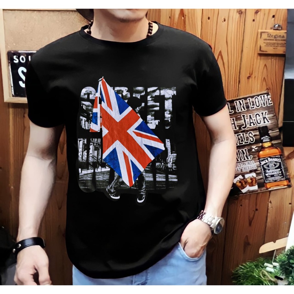 Shalch trendy kaos pria bendera street word