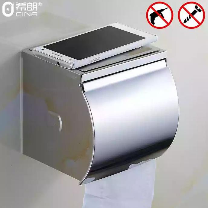 Sale Tempat Tissue / Kotak Tisu Toilet Gulung Stainless Steel Anti Basah