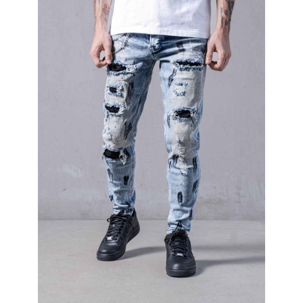 celana jeans pria sobek painting