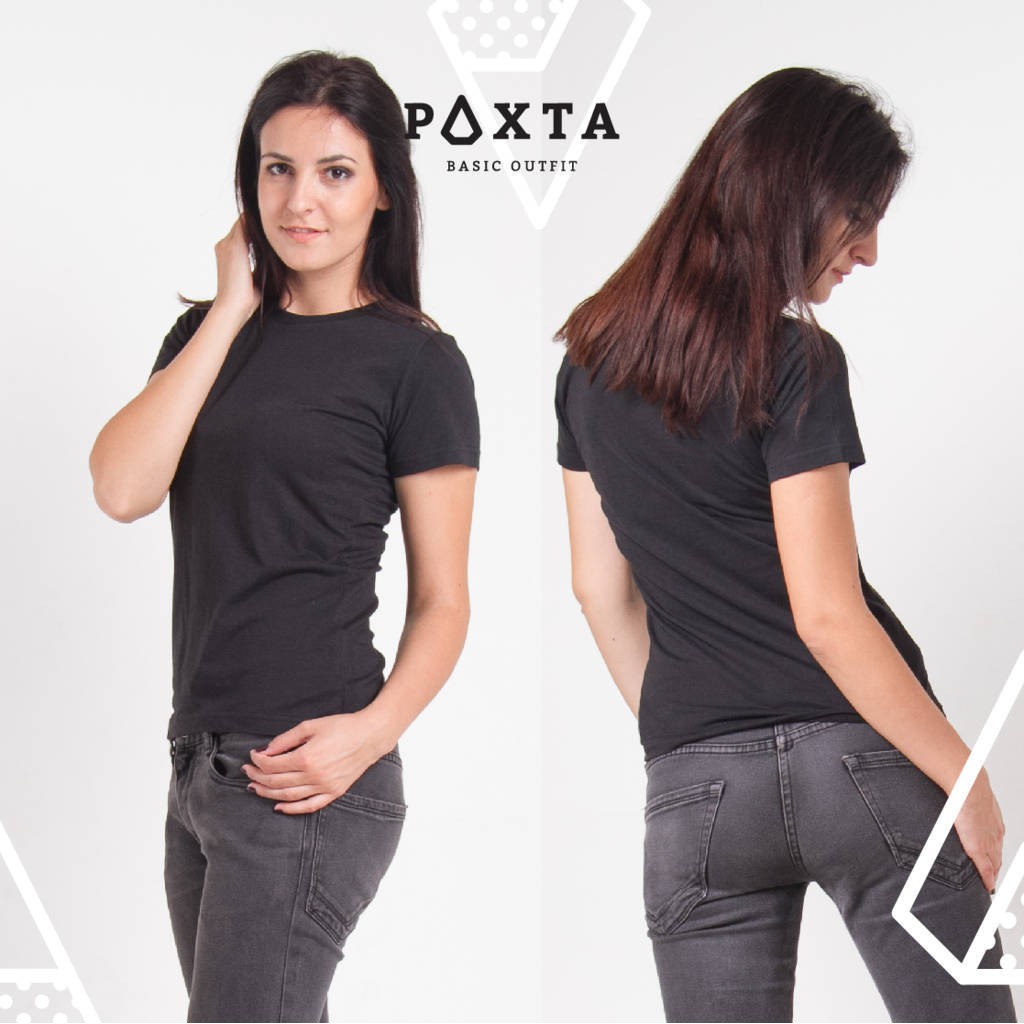 BASIC CREW NECK BLACK - Kaos Tshirt HITAM POLOS cewek cowok pria wanita Free Ongkir - PAXTA TEES