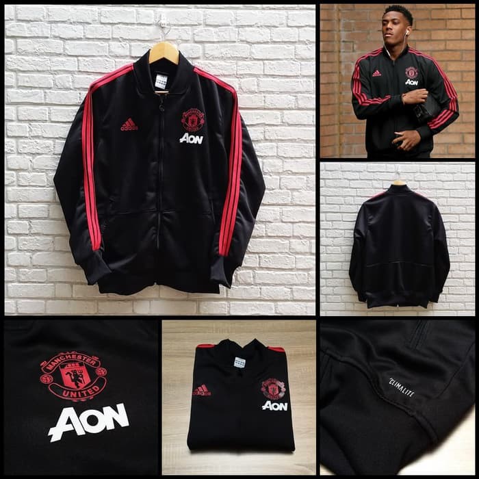 Unik Jaket Prematch Manchester United Black 2018 2019 Diskon