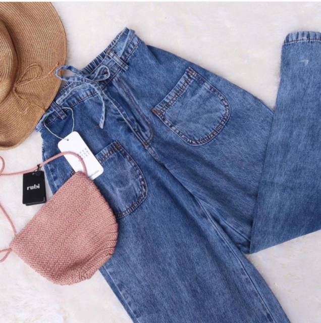 FWR - CELANA BOYFRIEND JEANS KARET ALLSIZE SANDRA