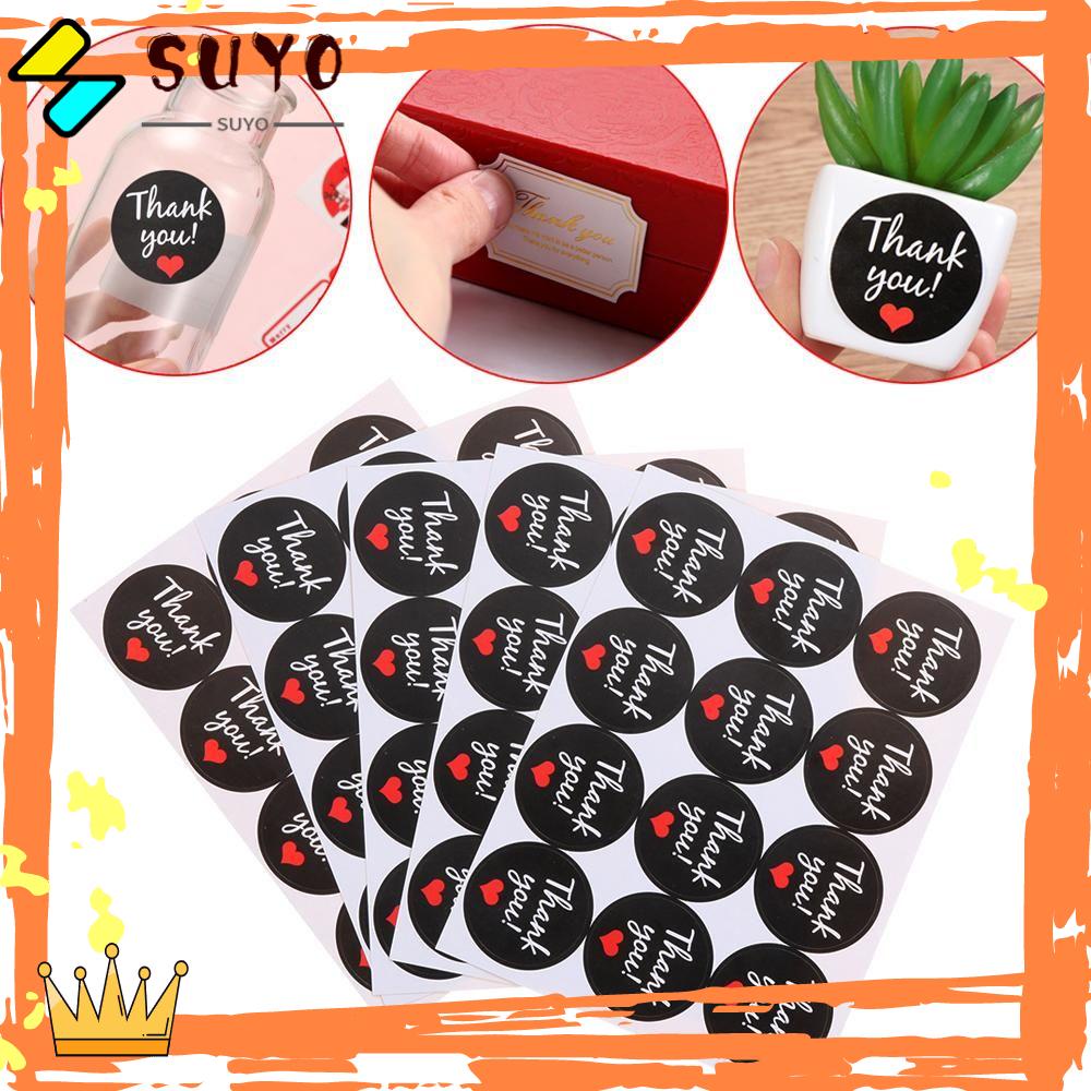 Suyo 40 / 60pcs Stiker Bulat Tulisan Thank You Handmade DIY Untuk Suvenir Pernikahan