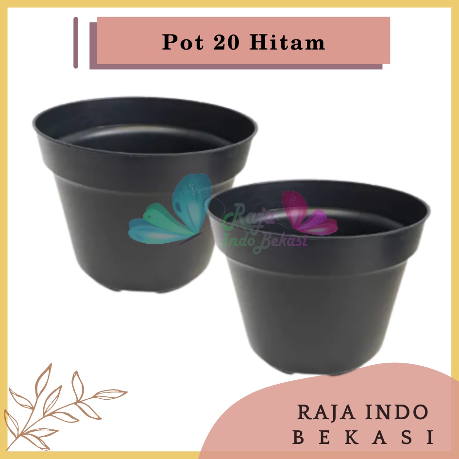 Pot Bunga 20 Hitam Basic Polos