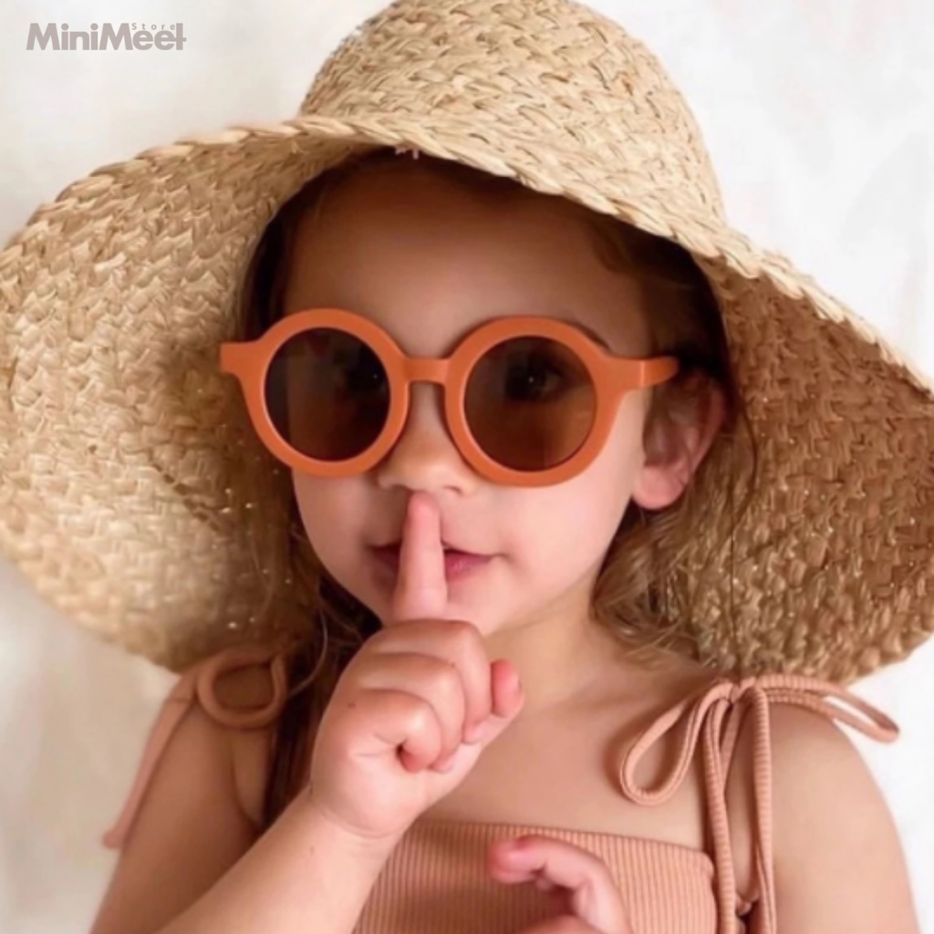 Kacamata Anak Sunglasses Bayi Balita Kids Baby Cute Anti UV Ootd Fashion Gaya Retro Bulat Fashion Anak Cowok Cewek-1