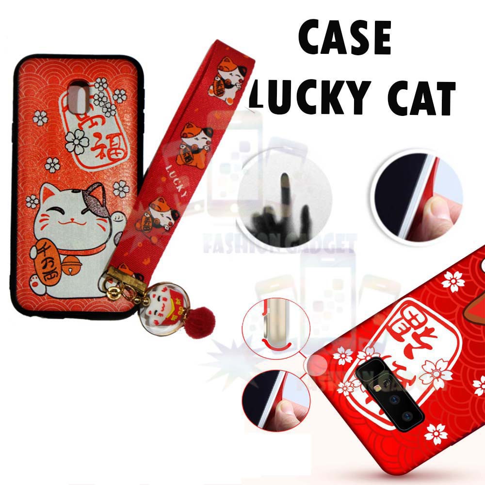 ANTI CRACK Samsung Galaxy J3 Pro 2017 / J330 Casing Lucky Cat Case / Silikon Maneki Neko Kucing Hoki