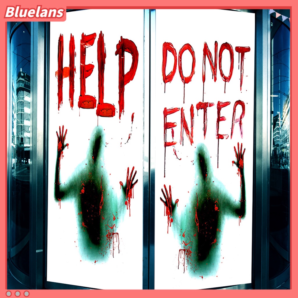 2pcs Stiker Dinding Decal Desain HELP DO NOT ENTER Untuk Dekorasi Halloween