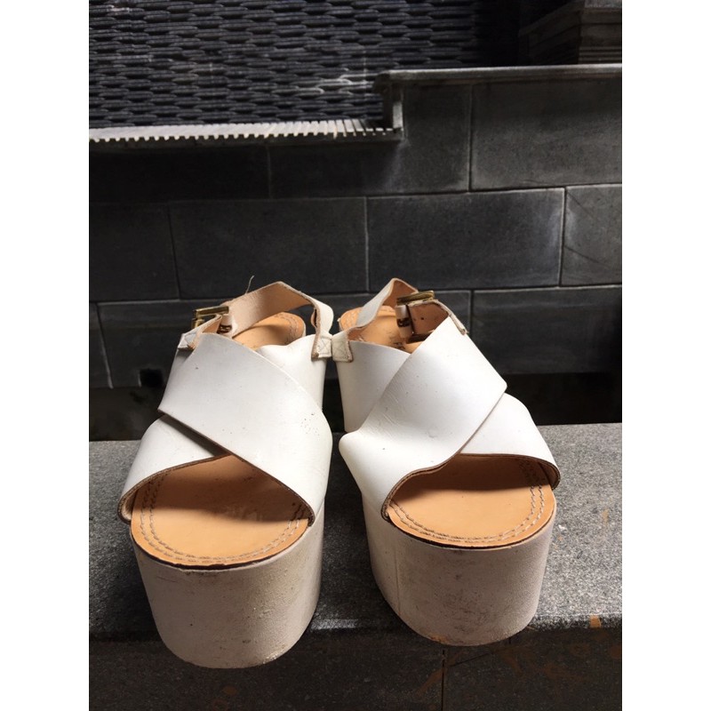sandal kulit wedges preloved