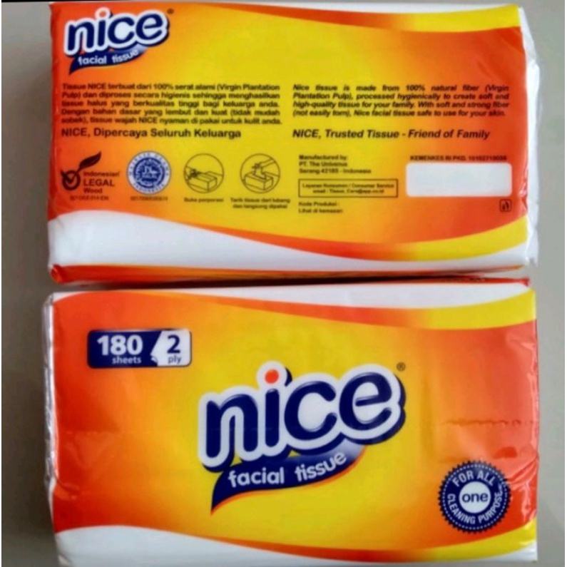 TISSUE NICE 180 SHEETS 2PLY ISI 2PCS