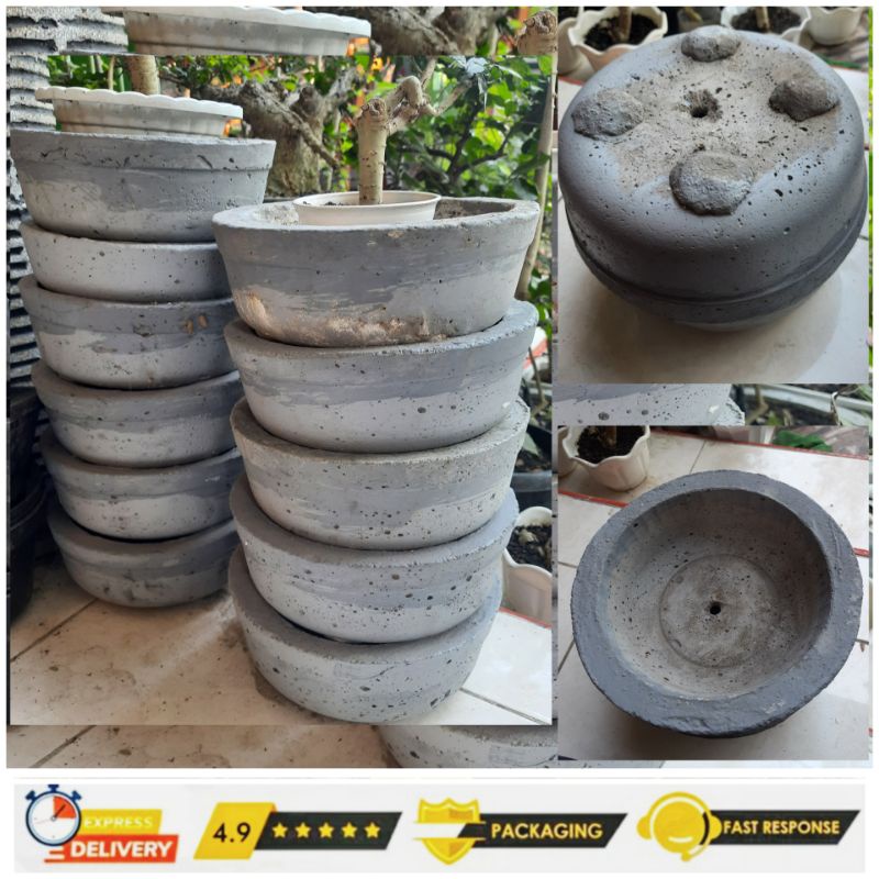 Pot Bonsai Ceper Bahan Semen Kuat Murah / Pot Bonsai Serut,Ficus dll