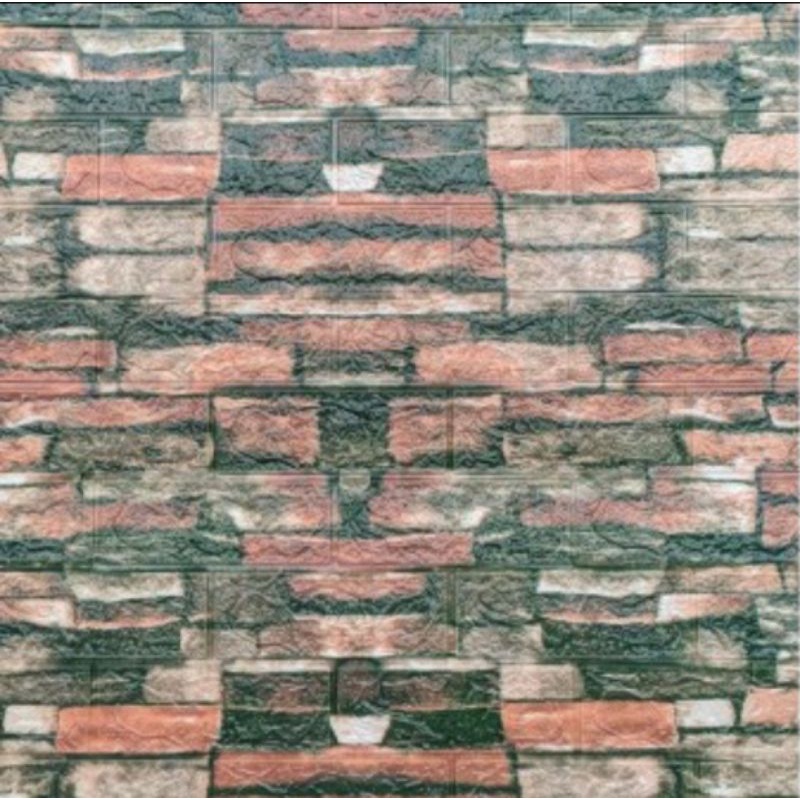 Wallpaper Foam Bata Corak 70x73cm / Wallpaper Bata Print 3D 70x73cm-BATU BATA OREN HITAM