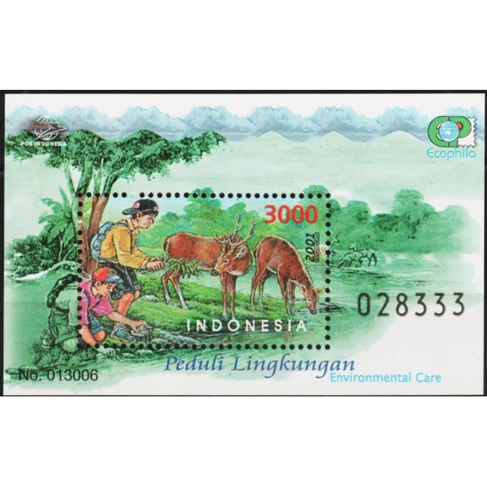 

Perangko Filateli C47 Indonesia MNH Souvenir Sheet Perf + Imperf 05.06.2001 Environment Care
