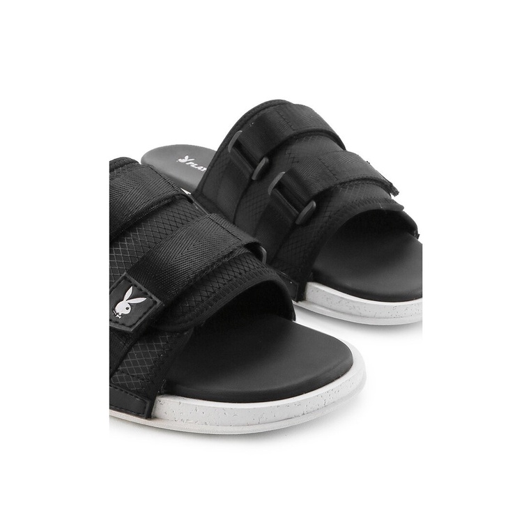 SANDAL SLIDE PLAYBOY PRIA ORIGINAL CASUAL BRANDED ASLI HITAM PL11