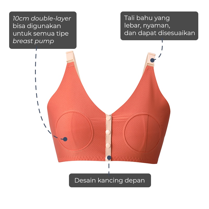 Bra Menyusui &amp; Hamil | MOOIMOM Basic Front Buckle Hands Free Pumping Bra